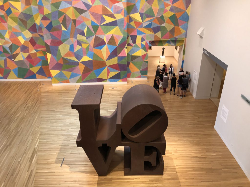 Robert Indiana's LOVE sculpture at the Indianapolis Museum of Art. Photo by Jeramey Jannene.