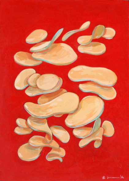 ric Hancock, Figure No.02 – Chips, Acrylic on Cradled Board, 5” x 7”, 2019. Courtesy of the artist.
