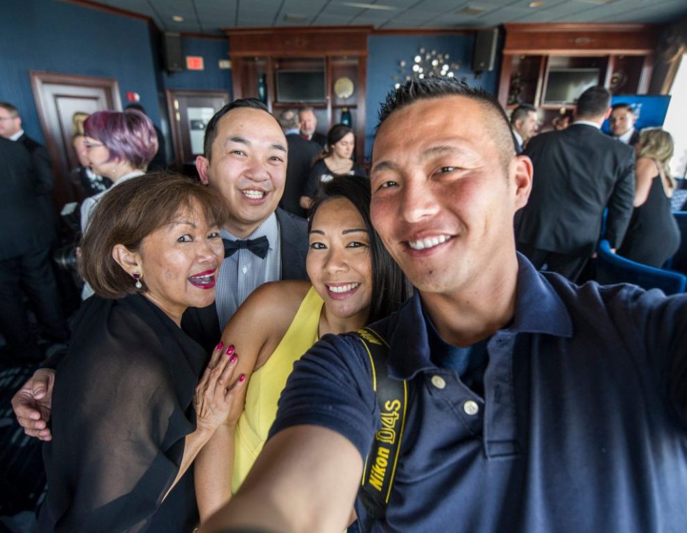 Cris Ros-Dukler (from left), Erik Kennedy, Shary Tran and Kenny Yoo celebrate at the 2019 Hispanic Professionals of Greater Milwaukee Five Star Gala on May 9, 2019, at the Pfister Hotel. Photo by Kenny Yoo.