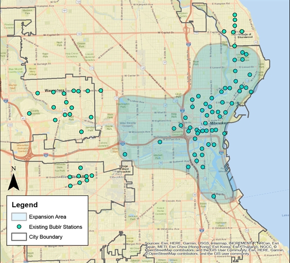 2019-2020 Bublr Bikes expansion map. Image from the City of Milwaukee.