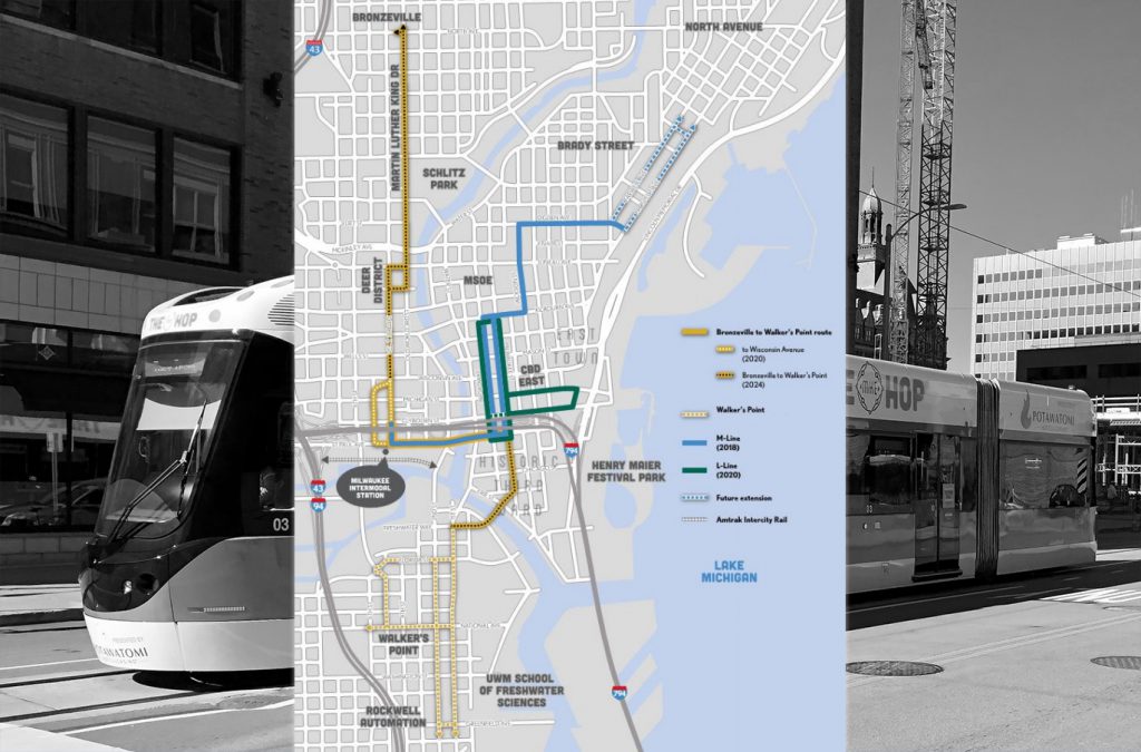 The Hop streetcar extension map. Map from City of Milwaukee.