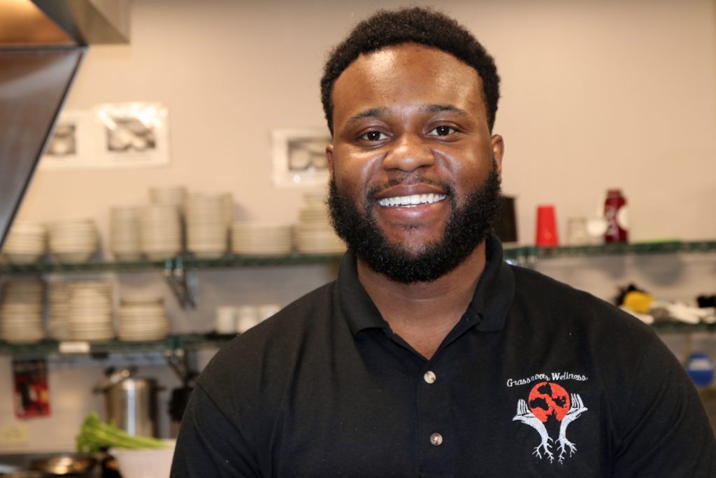 “He burnt up plenty of my stoves” is how Sammy Smith’s mother describes her son’s culinary beginnings. Now 29, Smith runs Grassroots Wellness Milwaukee, a meal-prep business. Photo by Claire Hyman/NNS.
