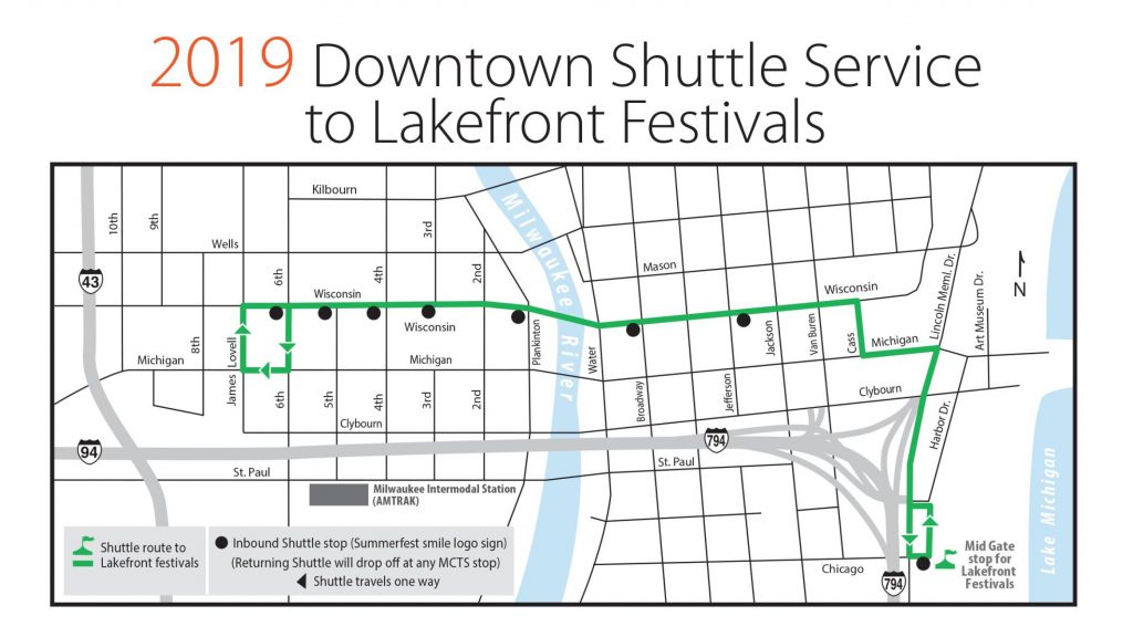 2019 Downtown Shuttle Service to Lakefront Festivals