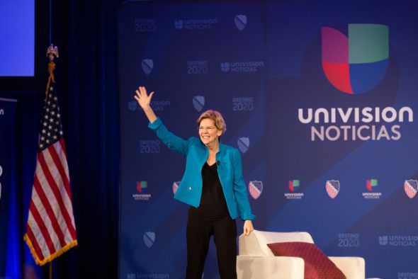 Elizabeth Warren. Photo courtesy of Univision.