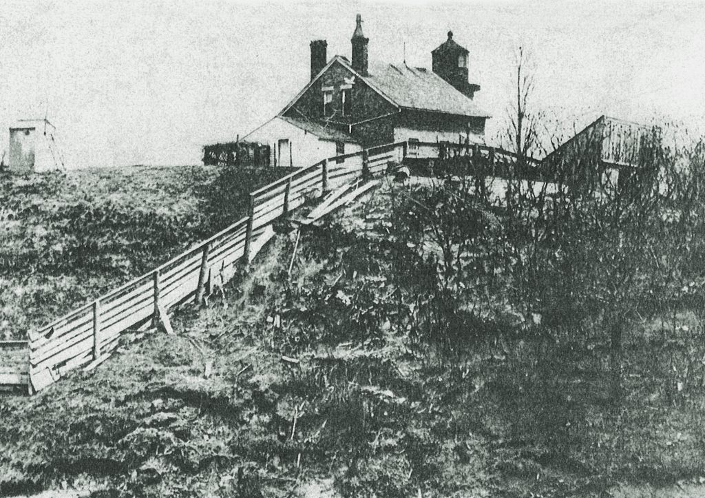 The original North Point Lighthouse looked like this when Georgia Stebbins arrived in 1874. Photo courtesy of the North Point Lighthouse Museum.