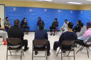 Young men gather at a community school in the Bronx for a weekly mentoring group as part of their “aftercare,” which aims to help them successfully transition back into the community after spending time in a Close to Home facility. Photo by Allison Dikanovic/NNS.