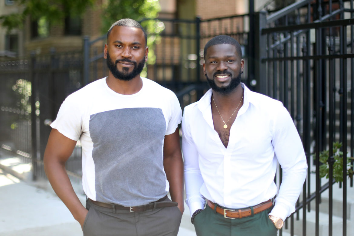 Seke Ballard, left, and Seun Adedeji, right, are cannabis entrepreneurs. They stand in front of Ballard's apartment in the Bronzeville neighborhood on the south side of Chicago on Aug. 9, 2019. Under Illinois' legalization of recreational cannabis, which takes effect Jan. 1, 2020, people harmed by past drug laws and poverty will have easier access to the industry. Marijuana has grown into a multi-billion-dollar business in states where it is legal for medical or recreational use. Both uses are illegal in Wisconsin. Photo by Parker Schorr/Wisconsin Watch.
