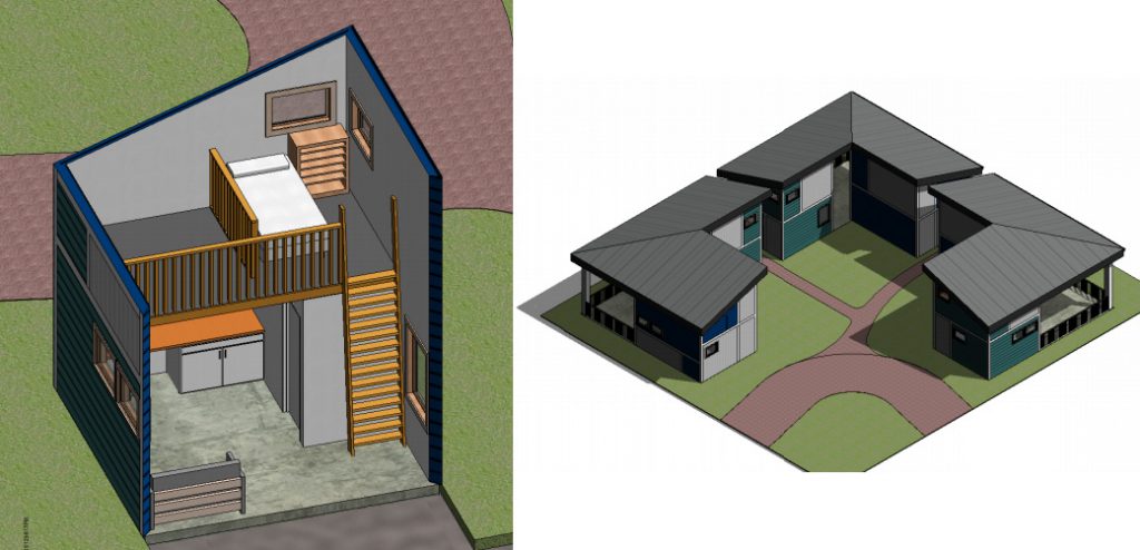 Tiny homes renderings. Renderings by SEH.