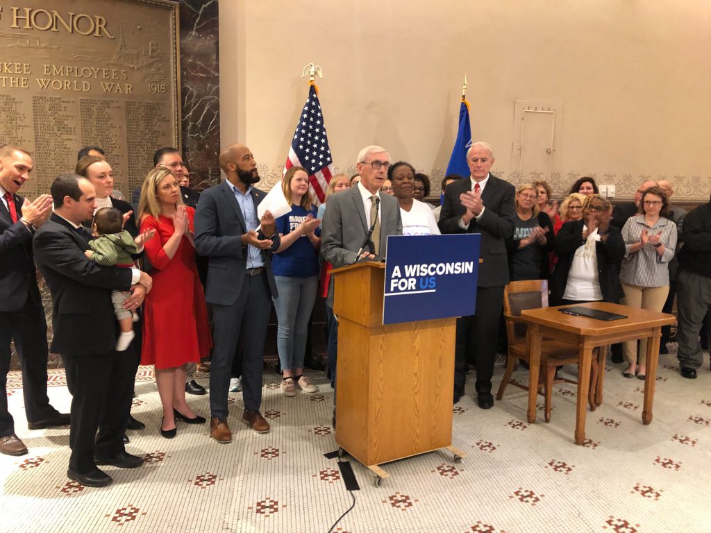 Gov. Evers calls for a special session of the Legislature. Photo by Jeramey Jannene.