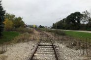 Railroad spur to be acquired by V. Marchese. Company facility in the background. Photo by Jeramey Jannene., October 2018