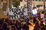 Protesters against the Dakota Access Pipeline and Keystone XL Pipeline hold a sit-in in the street next to the San Francisco Federal Building. Photo by Pax Ahimsa Gethen [CC BY-SA 4.0 (https://creativecommons.org/licenses/by-sa/4.0)].
