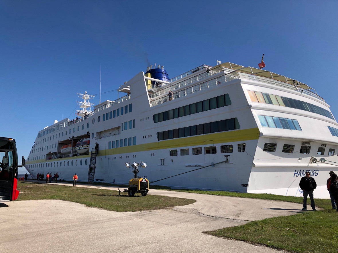 Port Milwaukee ended its 2019 cruise ship season this week, welcoming a 300-passanger ship from Hamburg, Germany. Photo by Corrinne Hess/WPR.