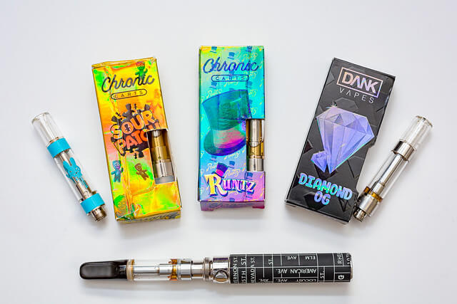 Vapes which tested positive for vitamin E. Photo from the New York Department Of Health.
