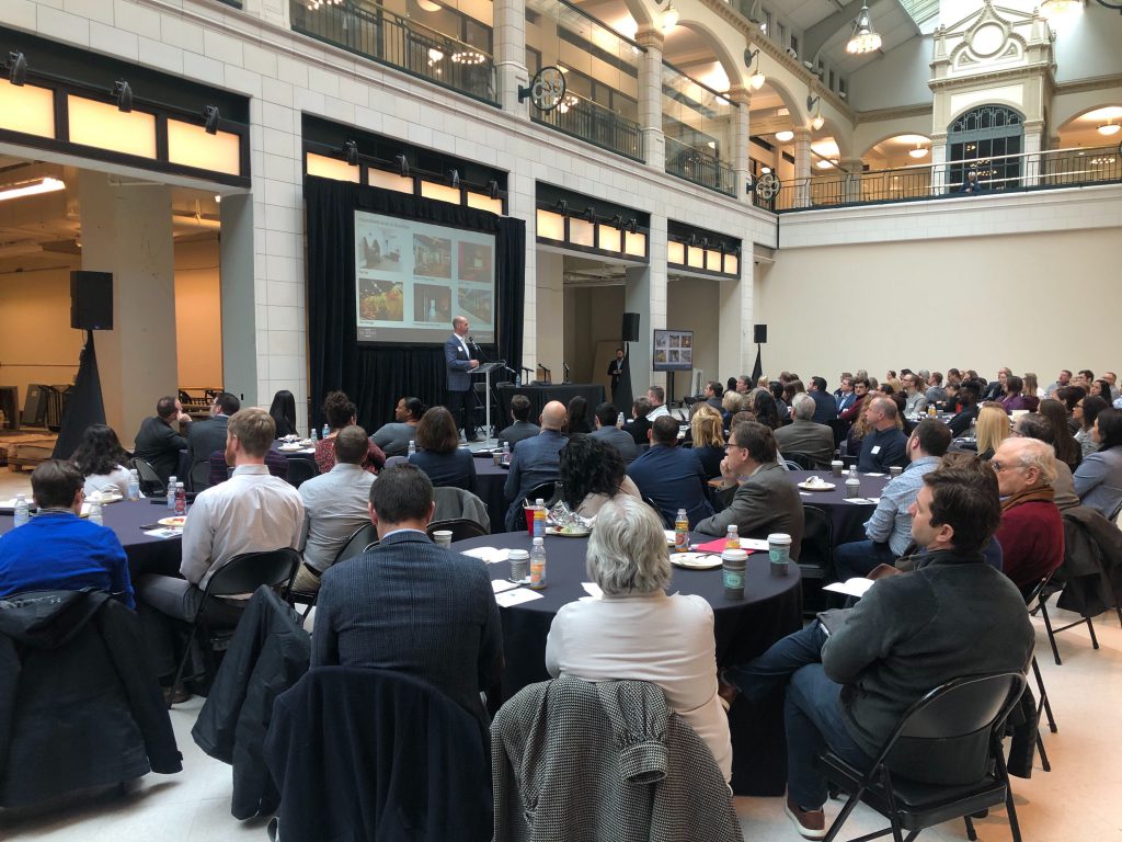 Tony Janowiec speaks at the 2019 Empty Storefronts Conference. Photo by Jeramey Jannene.