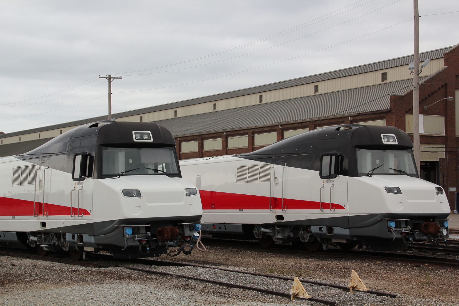 The Talgo trains orginally designed and built for Wisconsin sit at an Amtrak facility in Beech Grove, Ind. Photo by Shawn Johnson/WPR.