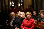 Gov. Tony Evers gives his first State of the State address in Madison, Wisconsin, at the state Capitol building on Jan. 22, 2019. Here, Assistant Minority Leader Sen. Janet Bewley, D-Mason, left, and Senate Minority Leader Sen. Jennifer Shilling, D-La Crosse, right, are seen at the speech. Photo by Emily Hamer/Wisconsin Center for Investigative Journalism.