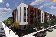 Rendering of a new 4-story building on the Phillis Wheatley property. Rendering by Engberg Anderson Architects.