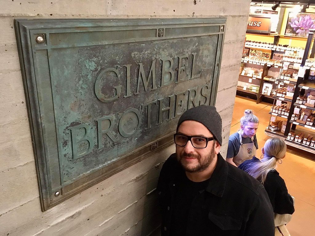 Gimbel Brothers Plaque with Adam Levin at the Milwaukee Public Market. Photo taken December 11th, 2019 by Michael Horne.