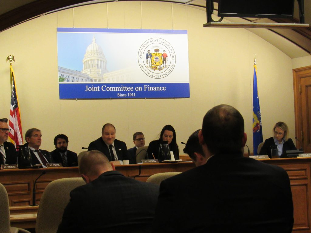 Members of the Assembly’s Criminal Justice and Public Safety Committee met in the Joint Finance Committee room. Photo by Isiah Holmes/Wisconsin Examiner.