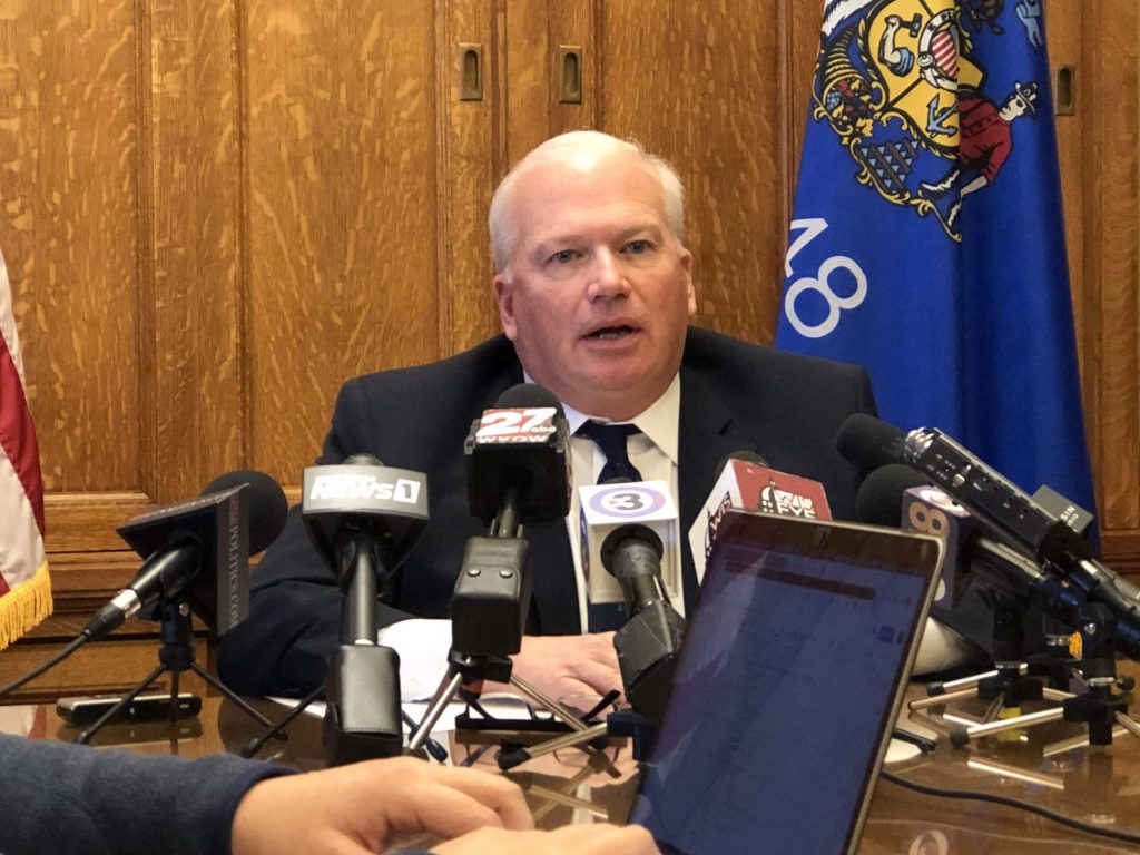 Sen. Scott Fitzgerald at his year-end news conference on 12/20/19. Photo by Melanie Conklin/Wisconsin Examiner.