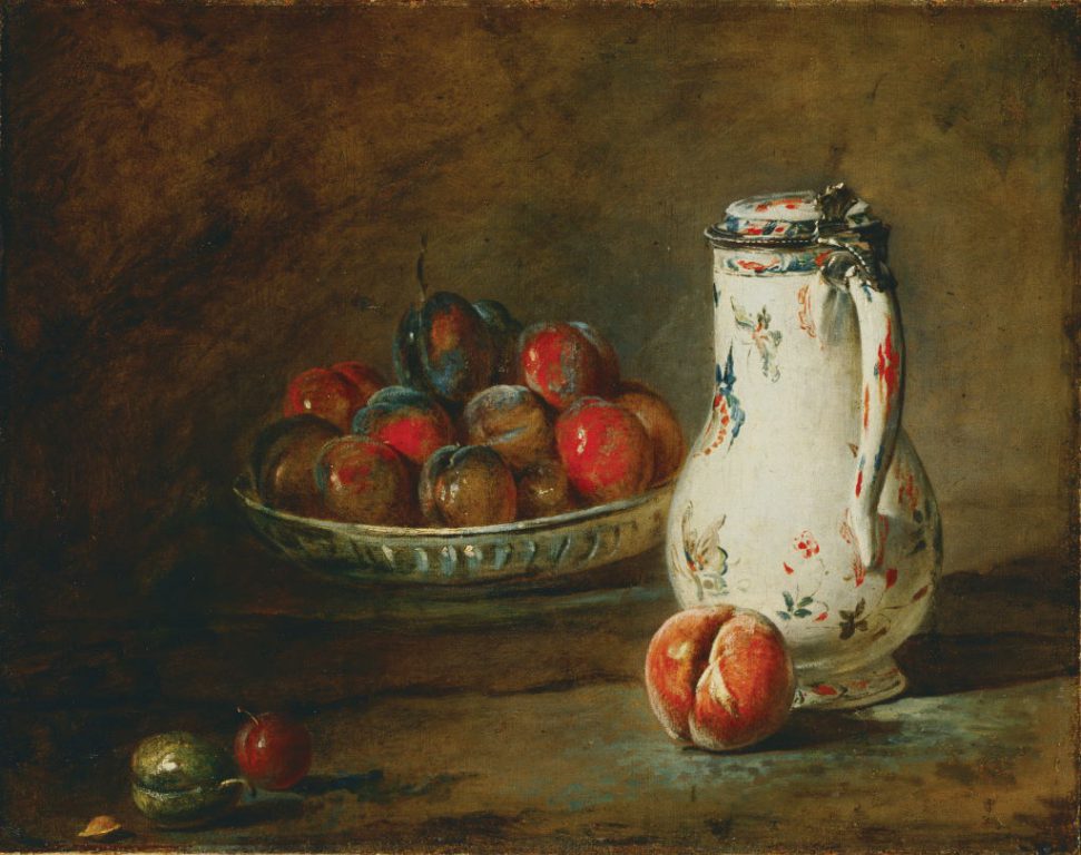 Jean-Baptiste Simeon Chardin, A Bowl of Plums, ca. 1728. Oil on canvas, 17 1/2 x 22 1/8 in. The Phillips Collection, Washington, DC. Acquired 1920