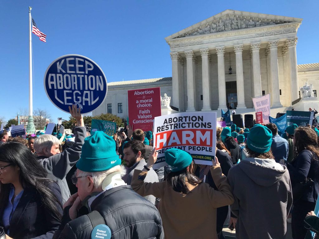 People rally outside the U.S. Supreme Court as it hears oral arguments in June Medical Services v. Russo on 3/4/20. Photo by Robin Bravender/Wisconsin Examiner.