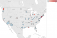 COVID-19 Case Rate by Metro Area as of March 22nd. Image from City Observatory.