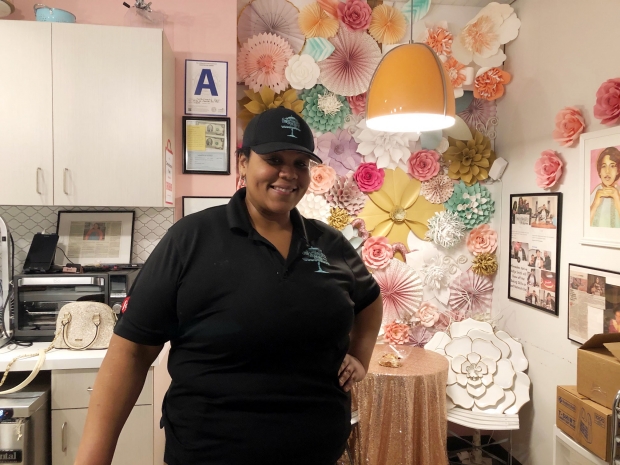 Adija Smith ran a commercial bakery out of her home for about a decade before opening Confectionately Yours on Nov. 30, 2018, at Sherman Phoenix in Milwaukee. She can be seen here at her store Jan. 14, 2020. Photo by Corrinne Hess/WPR.