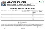 Nomination papers for Jonathan Brostoff.