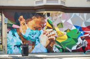 Artist Mauricio Ramirez created this mural honoring front line workers and medical professionals on the corner of South Sixth Street and Lincoln Avenue. Photo by Adam Carr/NNS.
