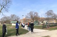 Jeramey Jannene spoke with multiple voters at Riverside High School, one of five polling places in the City of Milwaukee, that waited over 2.5 hours to vote. Photo by Jeramey Jannene.