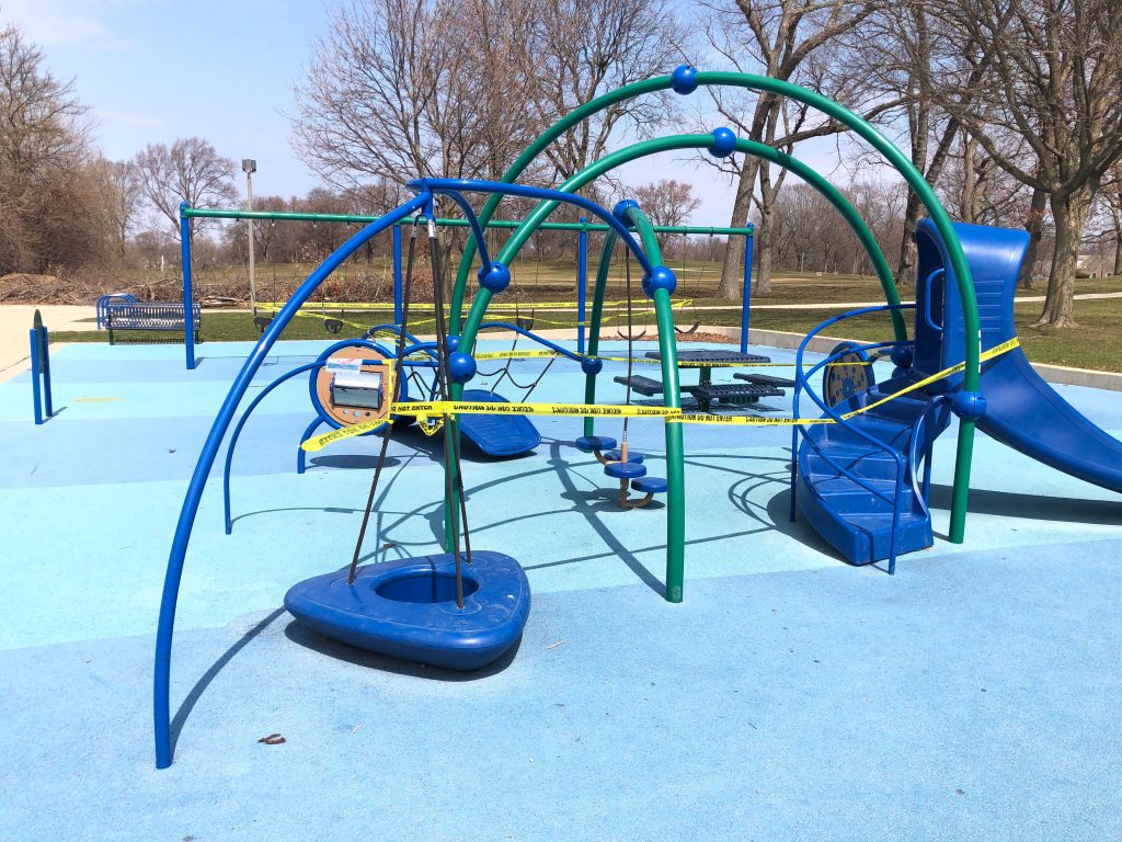 A closed playground at Humboldt Park. Photo by Jeramey Jannene.