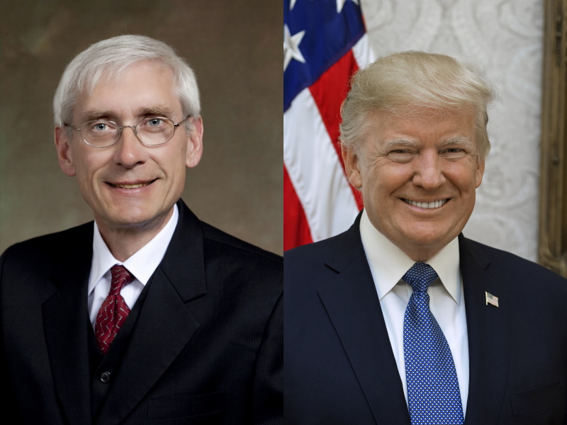 Tony Evers and Donald Trump.