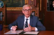Governor Tony Evers addresses the media on April 16th. Image from the Department of Health Services.
