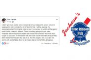 Dan Zierath Facebook post and Jackson's Blue Ribbon Pub logo