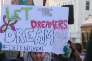Teen marcher at Milwaukee Federal Building calling for DACA protections, alongside Voces de la Frontera. Photo by Isiah Holmes/Wisconsin Examiner.