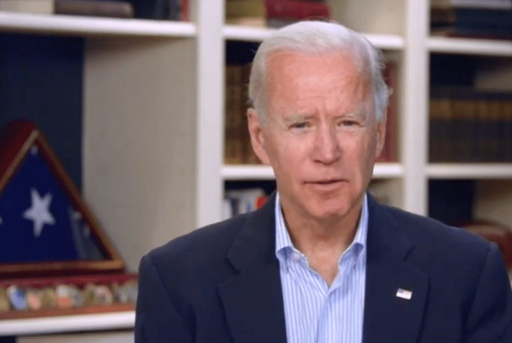 Joe Biden during a virtual roundtable discussion on rural issues (screenshot).