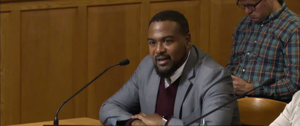 Lafayette Crump addresses the Milwaukee Common Council. Image from City Channel - City Clerk's Office.