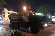 The Waukesha Police Department's MRAP was in Milwaukee during the early days of the protests. Photo by Jeramey Jannene.