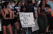 Protesters gather at Wauwatosa and march through the area. Photo by Isiah Holmes/Wisconsin Examiner.