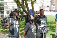 Gabi Taylor speaks to the crowd at the rally to free Vaun Mayes. Photo by Graham Kilmer.