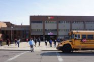 The school district will no longer “buy or maintain criminalizing equipment” such as metal detectors. South Division High School, 1515 W. Lapham Blvd., is one of many area high schools that have walk-through metal detectors at the main entrance. File photo by Andrea Waxman/NNS.