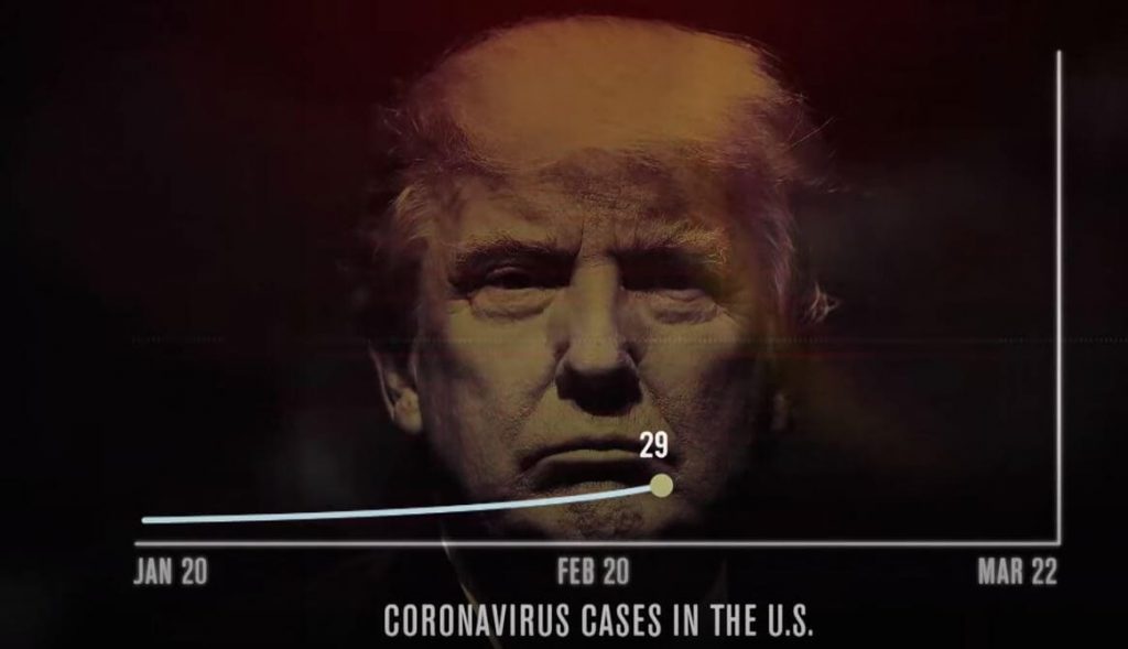 Screenshot from the Priorities USA ad "Exponential Threat," the subject of a lawsuit brought by Trump's campaign against a Rhinelander TV station.