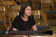 Claire Woodall-Vogg appears before the Common Council's Judiciary and Legislation Committee in June 2020. Image from City Channel.