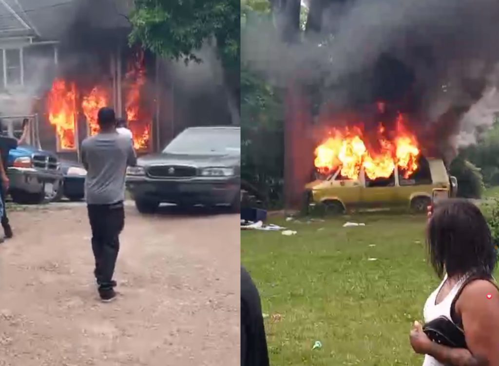 House and van fire on north 40th St. Images from Frank Nitty Facebook live stream video.