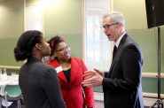 UA President Jim Johnsen speaks with University of Alaska students. Photo courtesy of UAA.