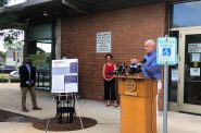 Mayor Tom Barrett speaks at today's press conference. Photo by Jeramey Jannene.