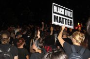 Protesters gather in Kenosha the second night of protests on August 24th, 2020. This was before the clashes with police later that night. Photo by Isiah Holmes/Wisconsin Examiner.