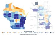 Census response rates in Wisconsin and Milwaukee. Images from the US Census Bureau.