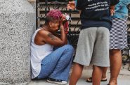 “In the days following my assault I was diagnosed with a concussion and I began having anxiety attacks.” The author is seen here overcome by emotion at a recent protest. Photo provided by Azure Mahara/NNS.